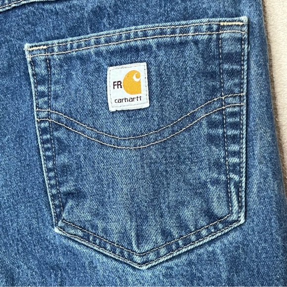Carhartt Flame Resistant Straight Leg Denim Blue Jeans-Men’s 34x36-Workwear-EUC - Picture 7 of 13